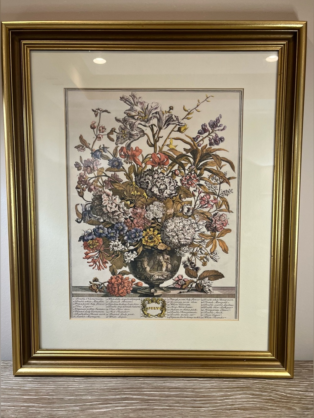 Framed Robert Furber Twelve Months of Flowers July